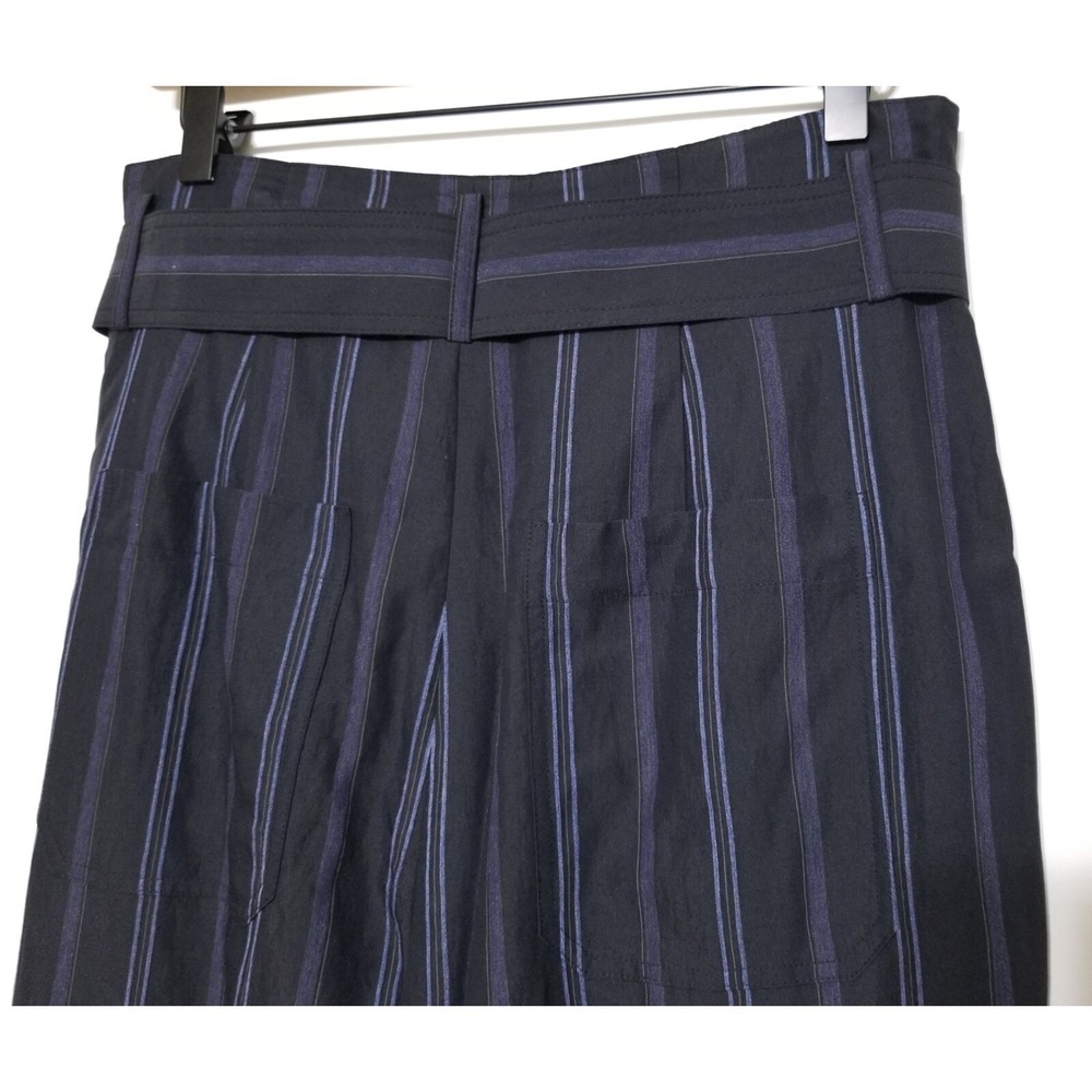 NWT Vince Dobby Stripe Belted Wide-Leg Pants in Indigo‎ High Rise Size 6 $385 - Picture 13 of 16